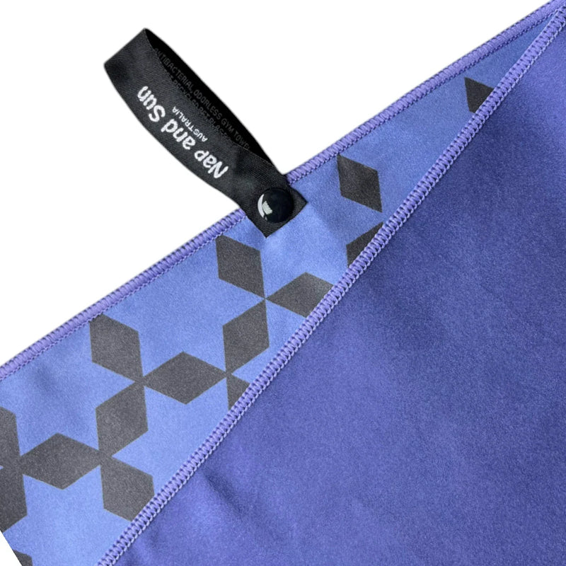 Close up of a blue towel with a haning loop