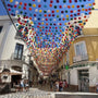 colorful lampions in a mediterranean street