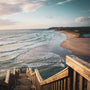 wooden stairs down to the ocean