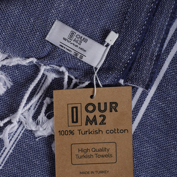 Turkish Cotton Beach Towel | Sultan (Dark Blue)
