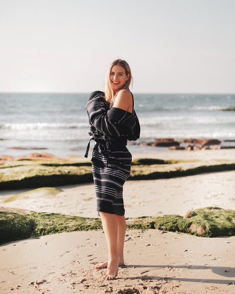Hooded Turkish Towel Terry Bathrobe – 100% Cotton Unisex Spa Robe | Del Mar