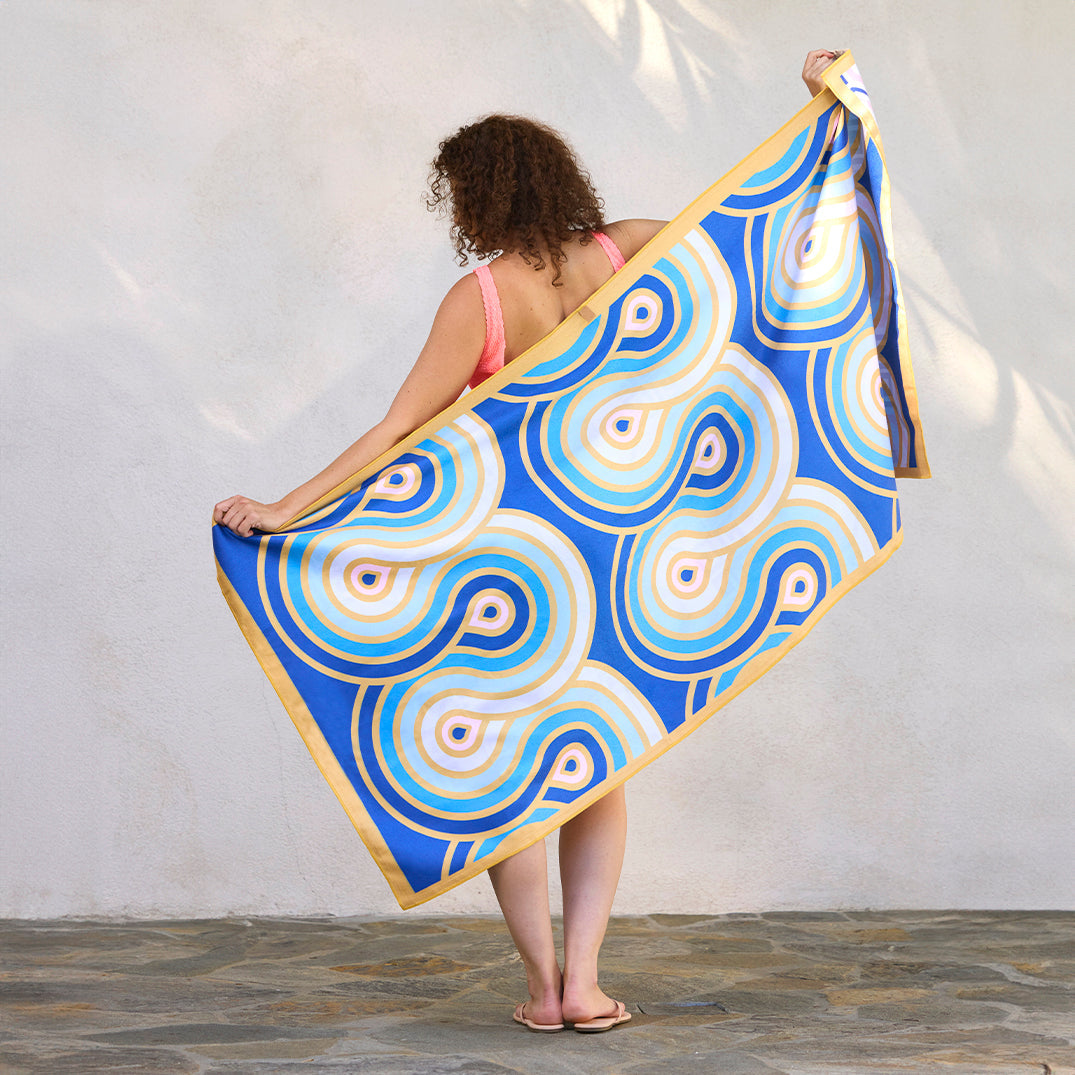 Sand-Free Beach Towel | Greek Key Tiles Microfiber Go Big