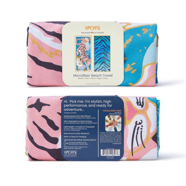 Sand-Free Beach Towel | Crouching Tiger Microfiber Go Big