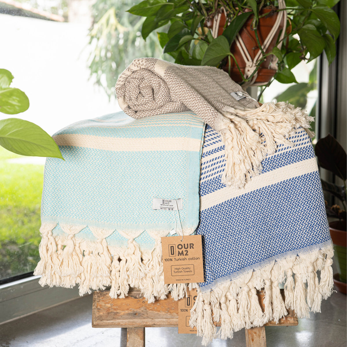 Turkish Cotton Beach Towel | Hasir (Turquoise)