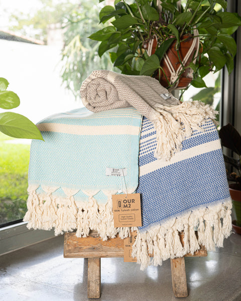 Turkish Cotton Beach Towel | Hasir (Turquoise)
