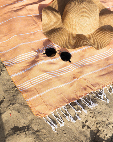 Turkish Cotton Beach Towel |Sultan (Orange)
