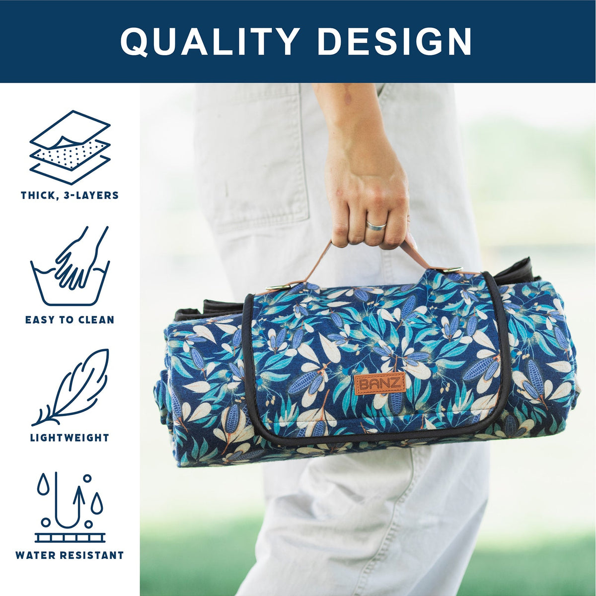 Waterproof Foldable Picnic Blanket | Pink Monstera