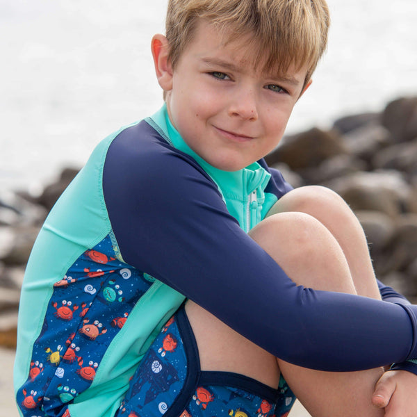 NEW! Boys Long Sleeve Rashie | Comic Crabs