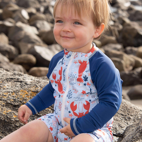 All-in-one Snap Sunsuit Kids Swimwear | Lazy Lobsters
