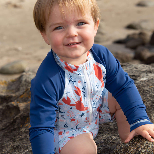 All-in-one Snap Sunsuit Kids Swimwear | Lazy Lobsters