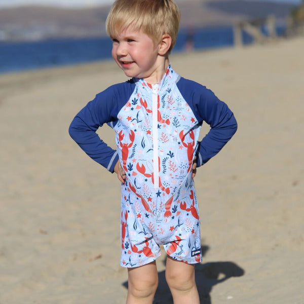 All-in-one Snap Sunsuit Kids Swimwear | Lazy Lobsters
