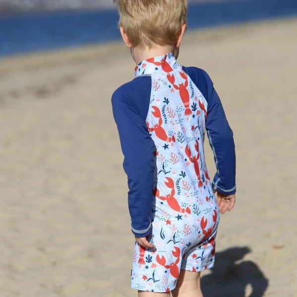All-in-one Snap Sunsuit Kids Swimwear | Lazy Lobsters
