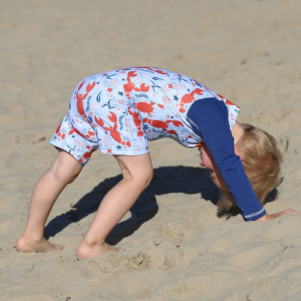 All-in-one Snap Sunsuit Kids Swimwear | Lazy Lobsters