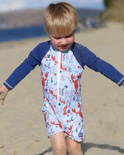 All-in-one Snap Sunsuit Kids Swimwear | Lazy Lobsters