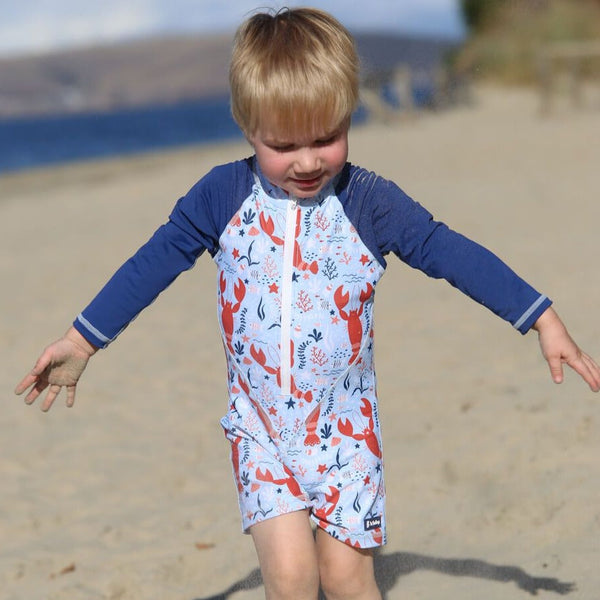 All-in-one Snap Sunsuit Kids Swimwear | Lazy Lobsters
