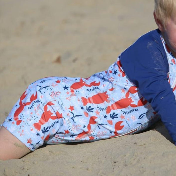 All-in-one Snap Sunsuit Kids Swimwear | Lazy Lobsters