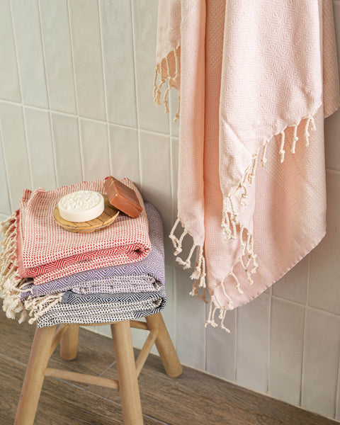 Turkish Cotton Beach Towel |Dilay (Pink)