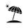 Black beach umbrella icon indicates Nap and Sun picnic blankets has a center hole for umbrellas and cabanas