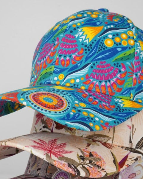 Colorful patterned cap on a plain background