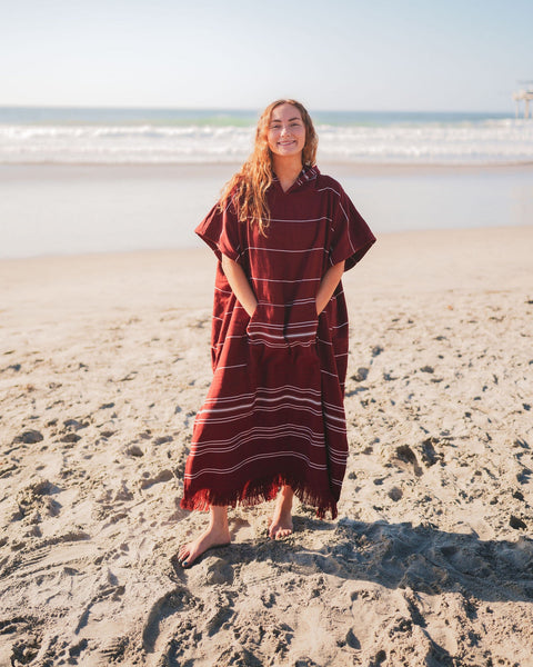 Hooded Turkish Cotton Beach Poncho | Delmar (One Size)