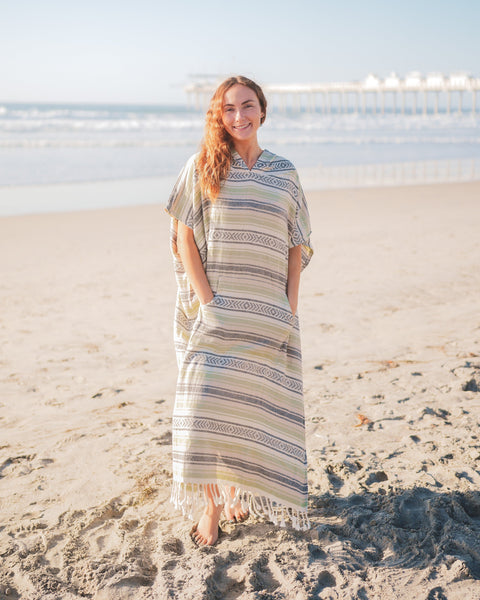 Hooded Turkish Cotton Beach Poncho | Santa Cruz (One Size)