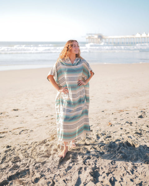 Hooded Turkish Cotton Beach Poncho | Santa Cruz (One Size)