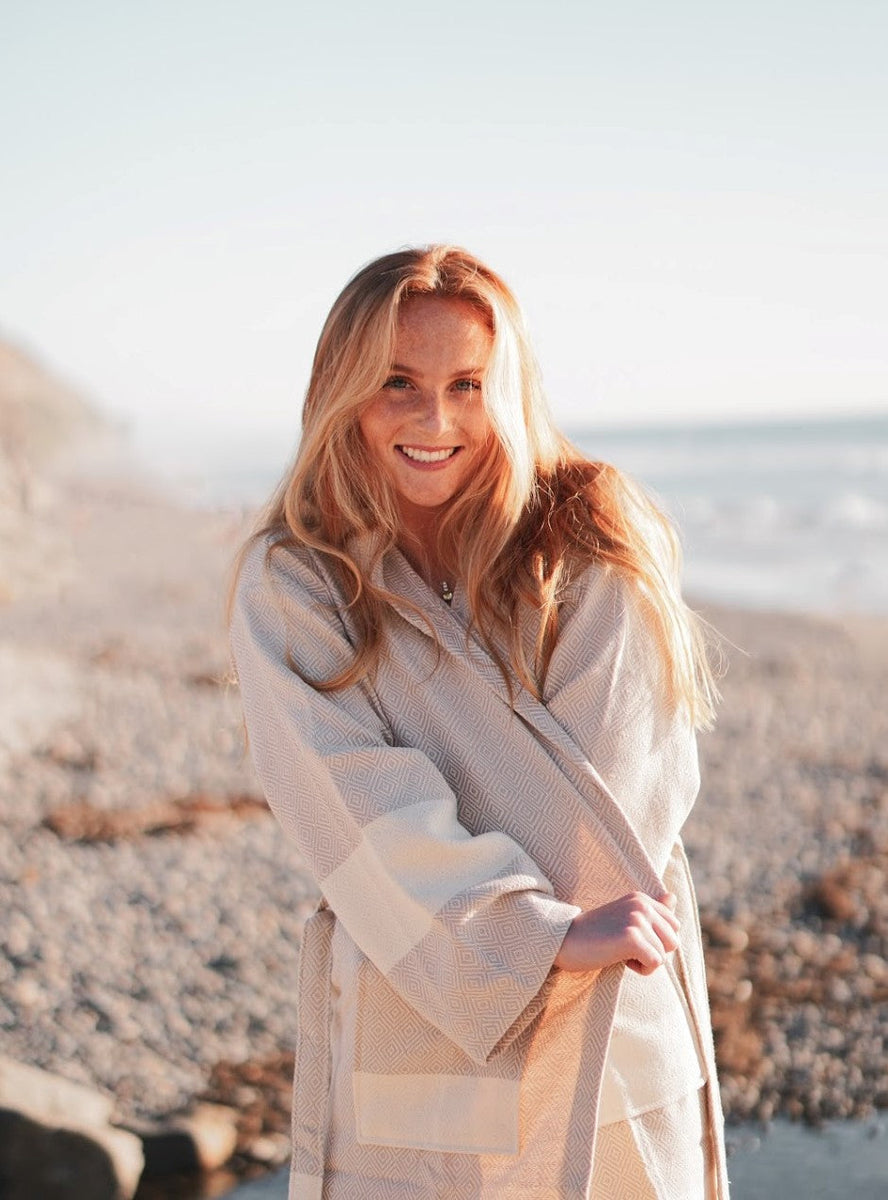 Unisex Turkish Cotton Towel Bathrobe with Pockets | Venice