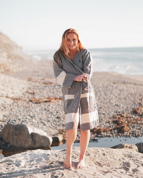 Turkish Towel Bathrobe with Pockets & Belt - 100% Turkish Cotton Unisex Kimono Robe  | Venice