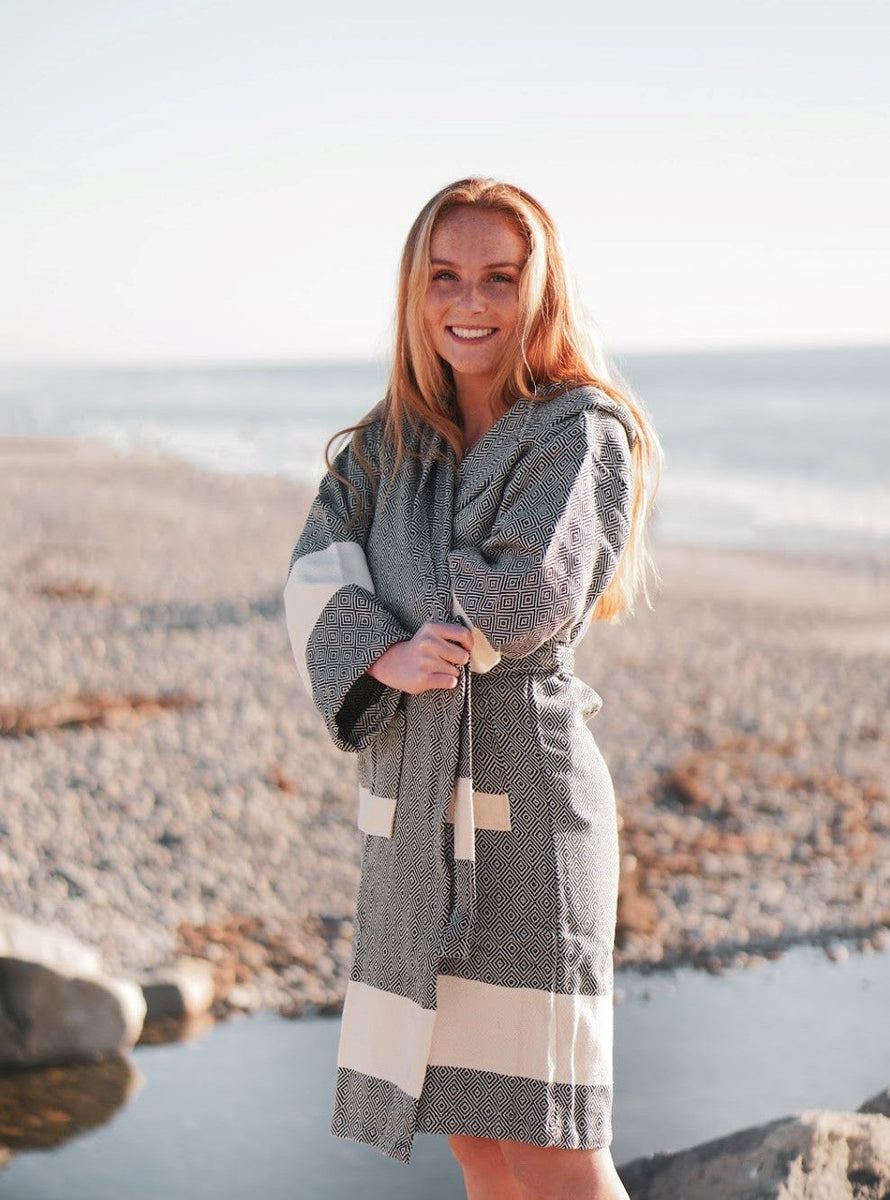 Unisex Turkish Cotton Towel Bathrobe with Pockets | Venice