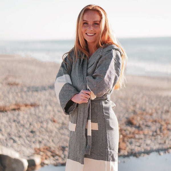 Unisex Turkish Cotton Towel Bathrobe with Pockets | Venice