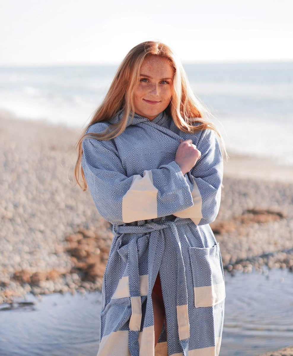 Unisex Turkish Cotton Towel Bathrobe with Pockets | Venice