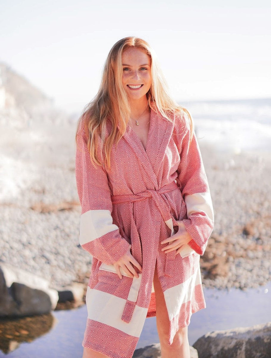 Unisex Turkish Cotton Towel Bathrobe with Pockets | Venice