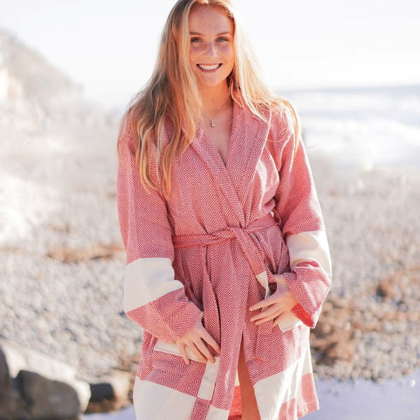 Unisex Turkish Cotton Towel Bathrobe with Pockets | Venice