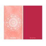 Gym Towel with white mandala pattern on pink background, solid red color on the back
