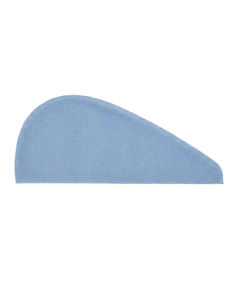 Blue hair wrap towel on a white background