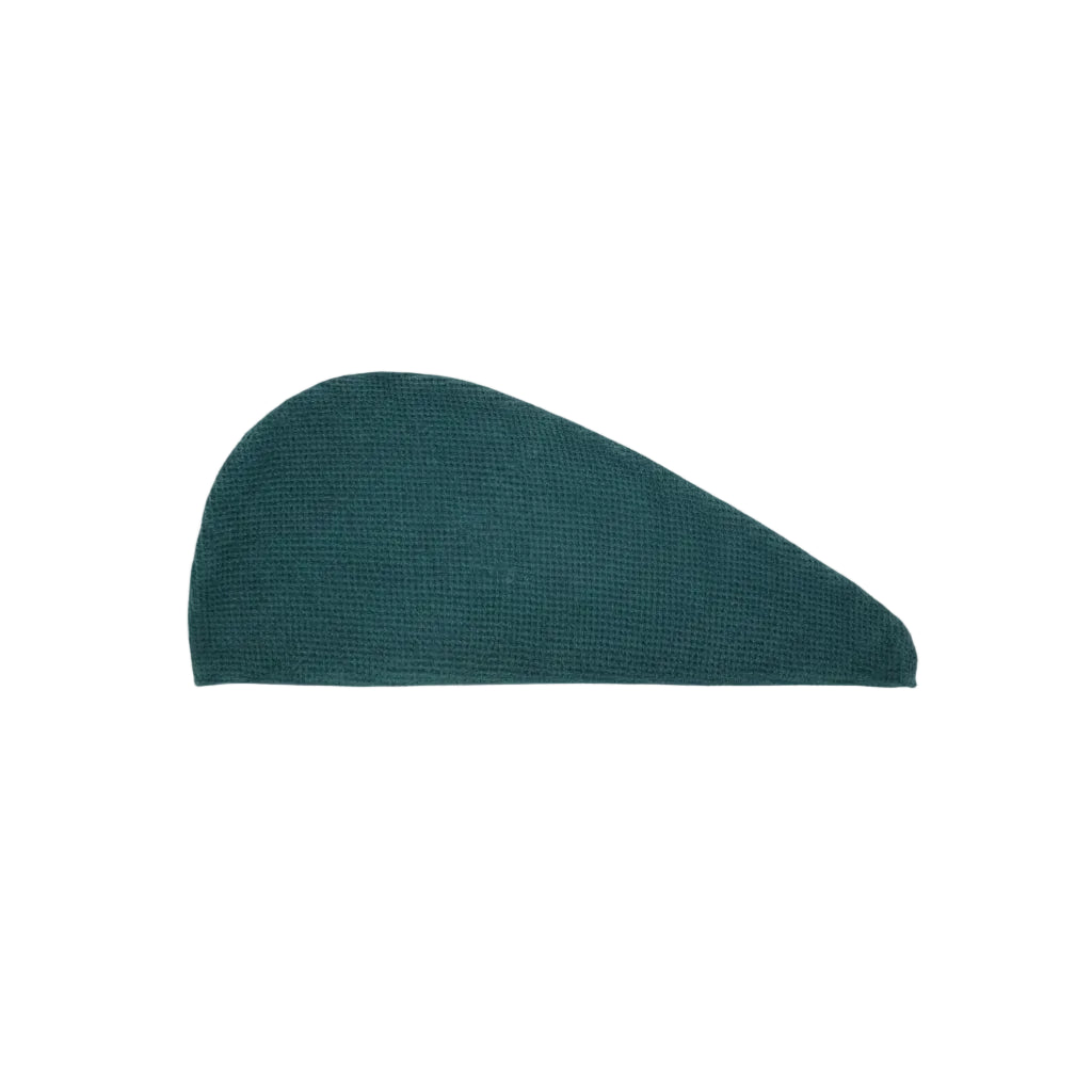 Teal colour hair wrap towel on a white background