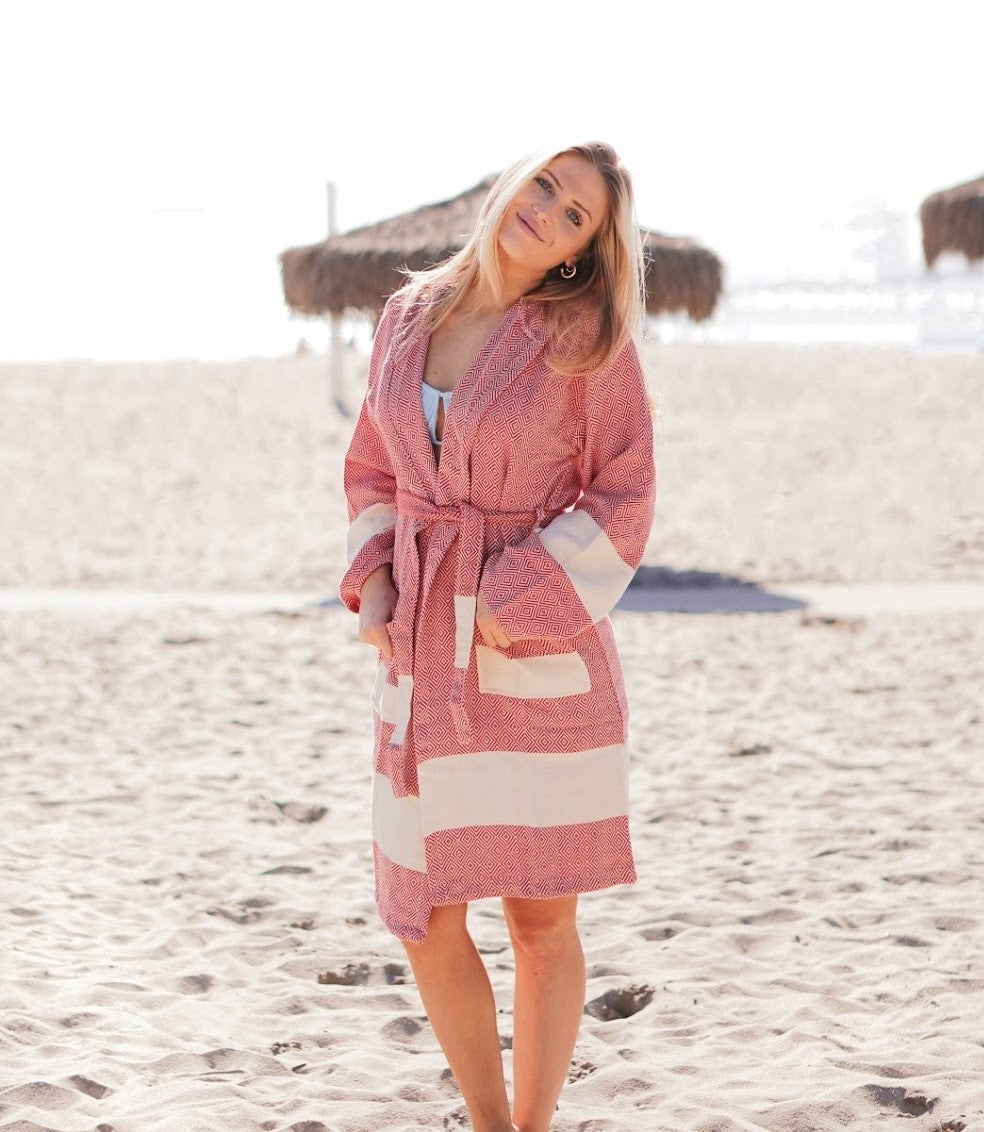 Unisex Turkish Cotton Towel Bathrobe with Pockets | Venice